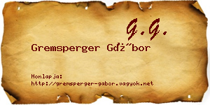 Gremsperger Gábor névjegykártya